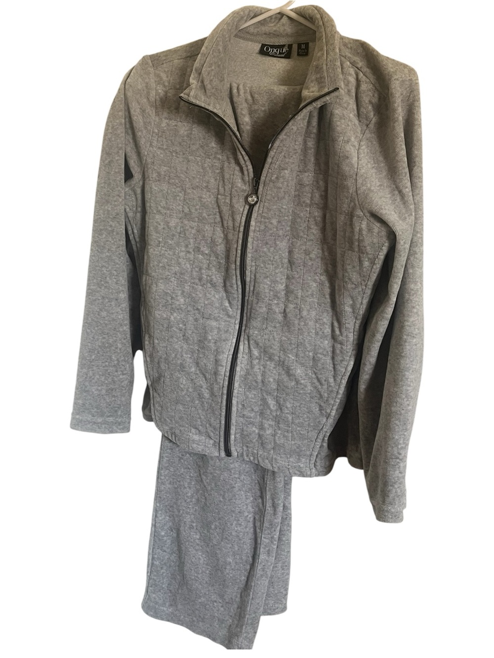 O que Casual Jacket Pants Women's size M' Gray Quilted Zip Jacket L373